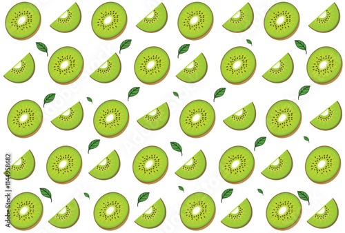 Seamless  slice  kiwi fruit pattern background for print item