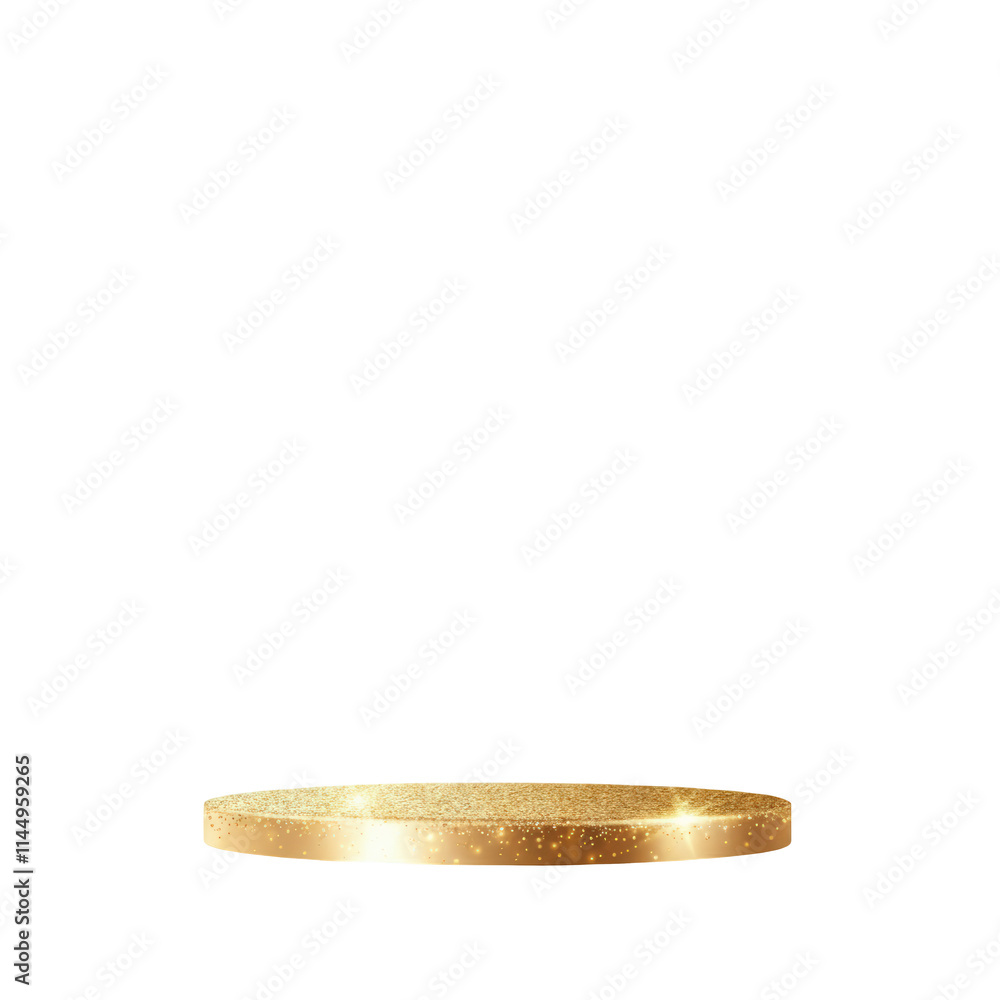 Golden Glittering Podium on Beige Background Golden Glittering Podium on Beige Background