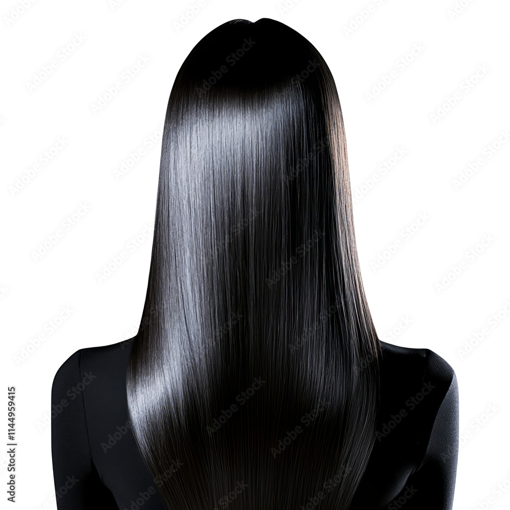 Back view of shiny straight long black hair isolated on white background Hair care keratin treatment shampoo ad concept perfect healthy silky smooth hair beauty fashion model brunette hairstyle Back view of shiny straight long black hair isolated on white background Hair care keratin treatment shampoo ad concept perfect healthy silky smooth hair beauty fashion model brunette hairstyle