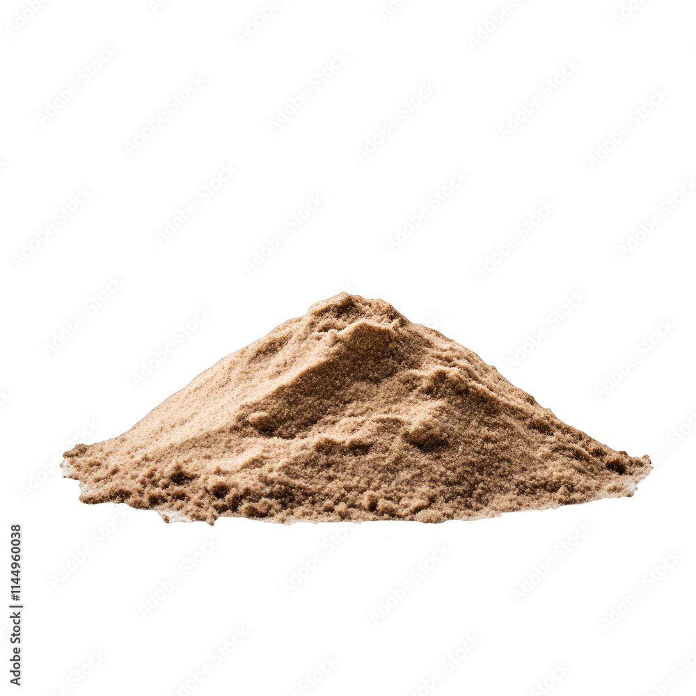 Pile of sand isolated on white background desert sand dune brown sand heap sandy beach texture dry sand mound fine sand grains for construction and landscaping projects earth tone material nature