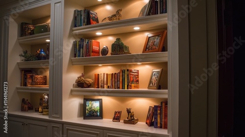 Wallpaper Mural Cozy home library with bookshelves and warm ambient lighting decor Torontodigital.ca