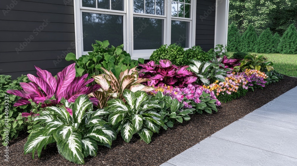 Fototapeta premium Vibrant Flower Garden Displaying Diverse Plant Varieties and Colors