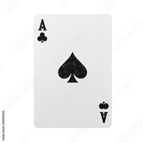 Ace of Clubs Playing Card Isolated on White Background Gambling Game Chance Luck Casino Poker Clubs Suit Entertainment White Copy Space Close Up Macro Detail Single Object Cut Out