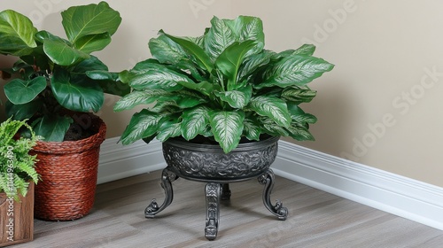 Lush Green Indoor Plant in Elegant Decorative Planter