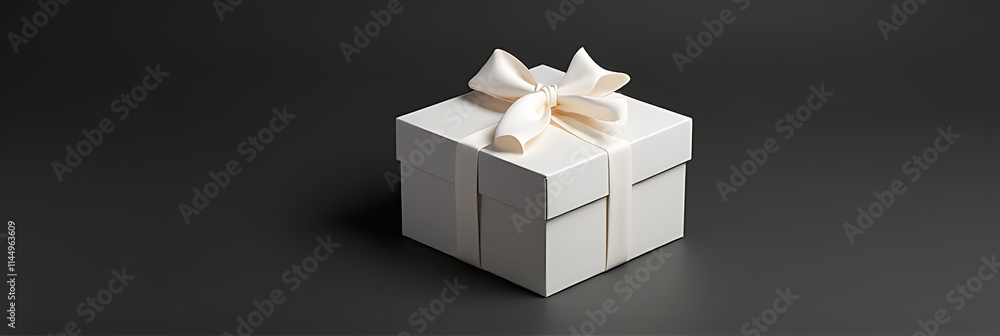 Simple white gift box in DIY style on a dark background conveys elegant giving and anniversary celebration concepts ideas._00001_ Simple white gift box in DIY style on a dark background conveys elegant giving and anniversary celebration concepts ideas._00001_