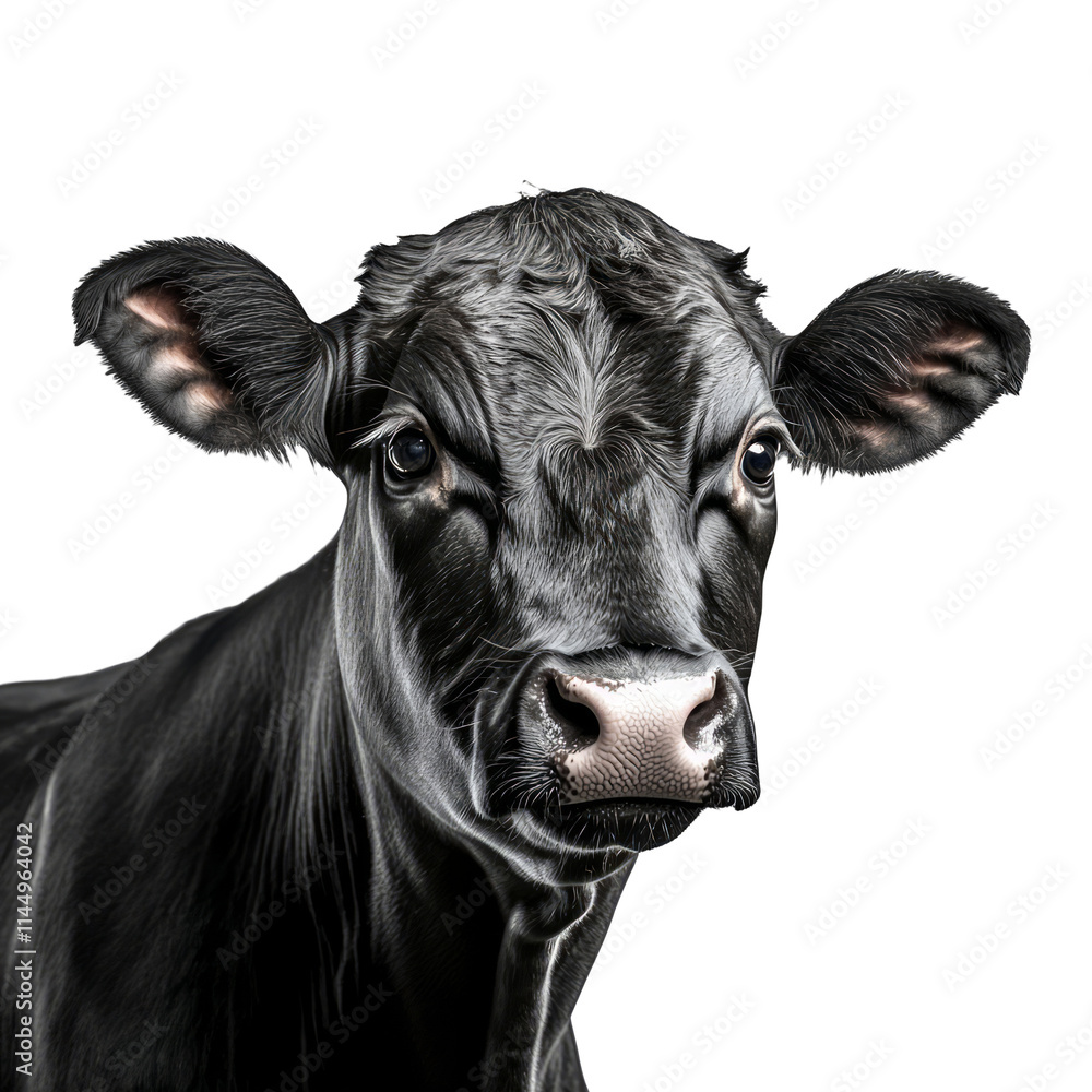 Black Angus calf isolated on white background livestock farming beef production agriculture adorable cute young animal farm animal mammal cow cattle milk meat industry dairy farming commercial Black Angus calf isolated on white background livestock farming beef production agriculture adorable cute young animal farm animal mammal cow cattle milk meat industry dairy farming commercial