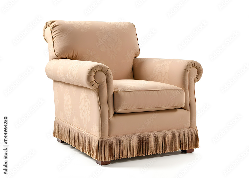country style armchair with fringe at the bottom isolated on transparent background country style armchair with fringe at the bottom isolated on transparent background
