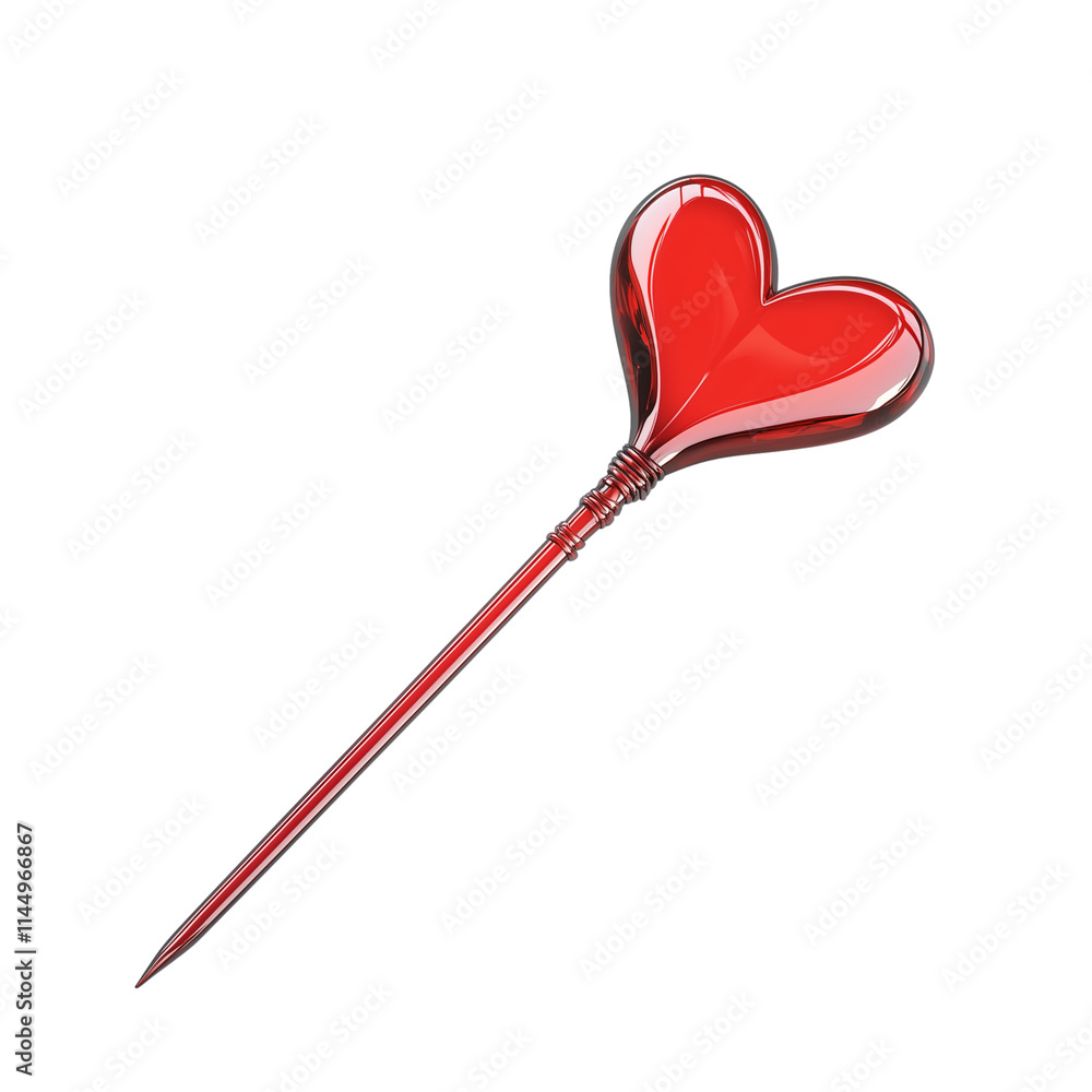 Red arrow with heart-shaped tail isolated on transparent background Red arrow with heart-shaped tail isolated on transparent background