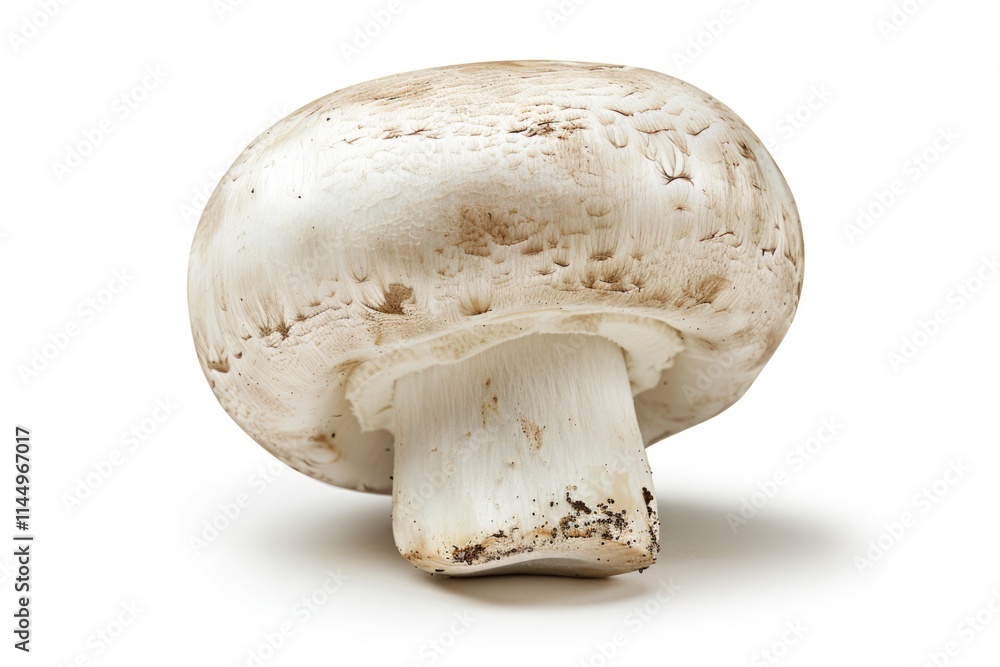 White Mushroom. Isolated Champignon on White Background, Healthy and Tasty Ingredient White Mushroom. Isolated Champignon on White Background, Healthy and Tasty Ingredient