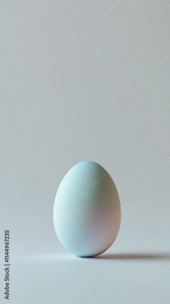 A white egg with a blue and green speckled shell. The egg is sitting on a white surface A white egg with a blue and green speckled shell. The egg is sitting on a white surface