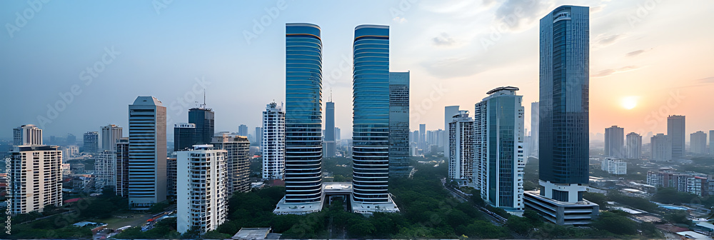 Obraz premium In Bangkok, Thailand, modern skyscrapers like this one are now common, especially near bustling city areas like this location._00003_