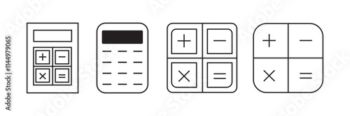 Calculator icons set. Accounting calculator sign and symbol.