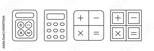 small calculator outline icon in white and black colors. small calculator flat vector icon from education collection for web, mobile apps and ui.