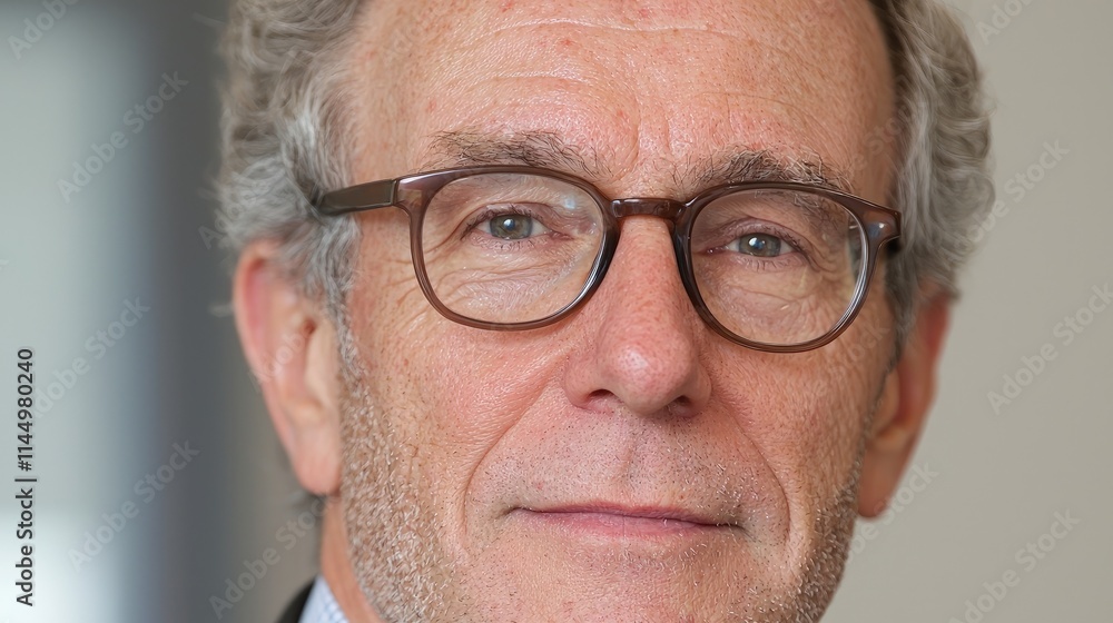 Close-up portrait of a mature man with glasses. (1) Close-up portrait of a mature man with glasses. (1)