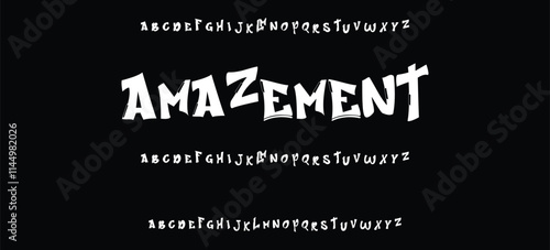 Street alphabet in hip-hop graffiti style, hand drawn. youthful urban atmosphere. energetic expressive title. vector graffiti alphabet on black background