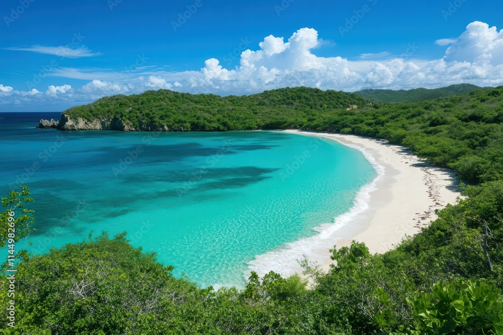 Serene Tropical Beach with Crystal Clear Water and Lush Greenery Serene Tropical Beach with Crystal Clear Water and Lush Greenery