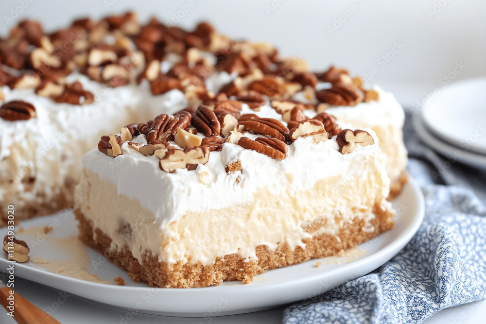 cake with whipped cream and nuts. cake with whipped cream and nuts.