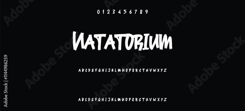 Street alphabet in hip-hop graffiti style, hand drawn. youthful urban atmosphere. energetic expressive title. vector graffiti alphabet on black background