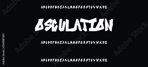 Street alphabet in hip-hop graffiti style, hand drawn. youthful urban atmosphere. energetic expressive title. vector graffiti alphabet on black background