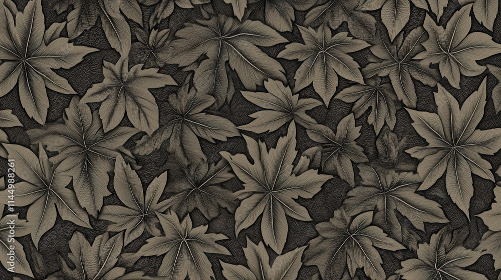 Intricate Botanical Leaf Design for Wallpaper or Fabric Intricate Botanical Leaf Design for Wallpaper or Fabric