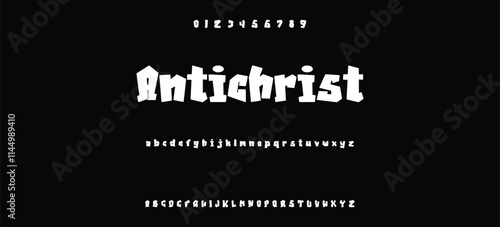 Street alphabet in hip-hop graffiti style, hand drawn. youthful urban atmosphere. energetic expressive title. vector graffiti alphabet on black background