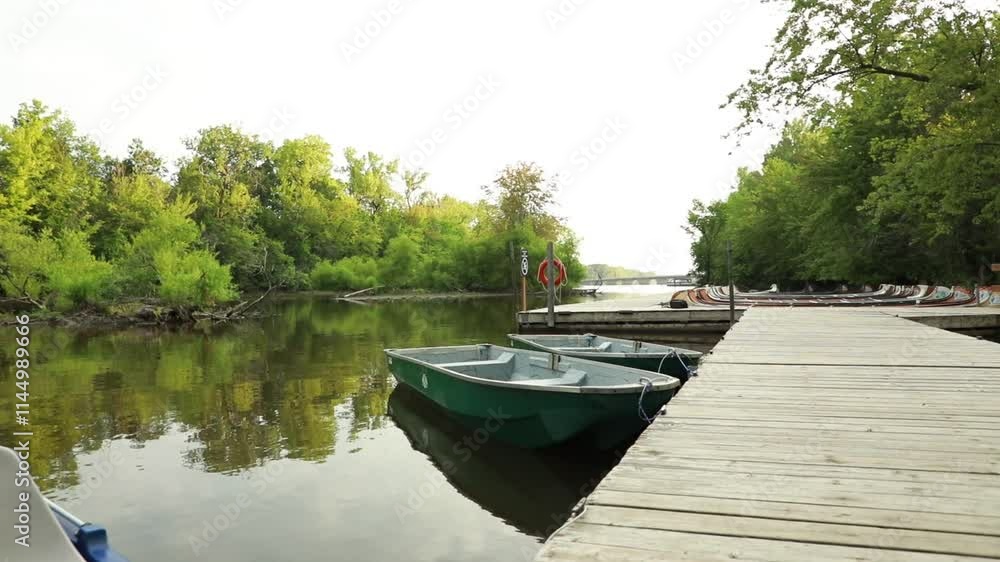 Thousand islands park in Laval city with a canoe