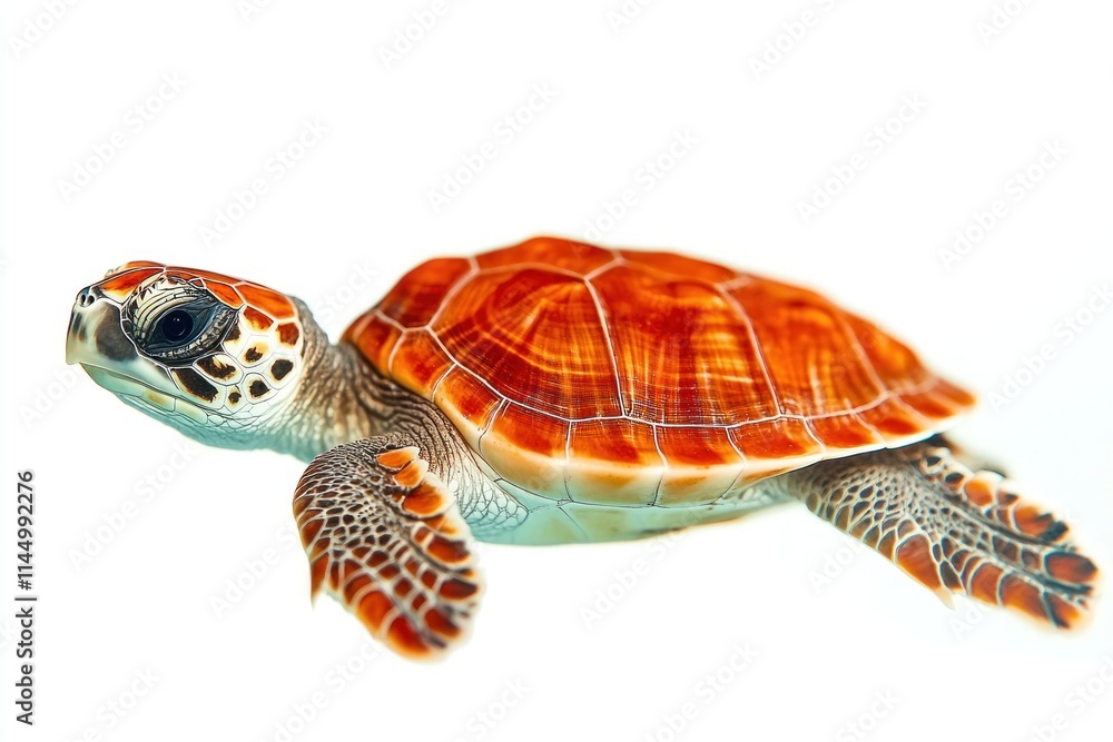 Obraz premium Sea Turtle Swimming in Clear Underwater Water