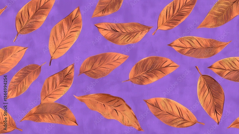 Obraz premium Autumn Copper Leaves Pattern - A Striking Fall Design