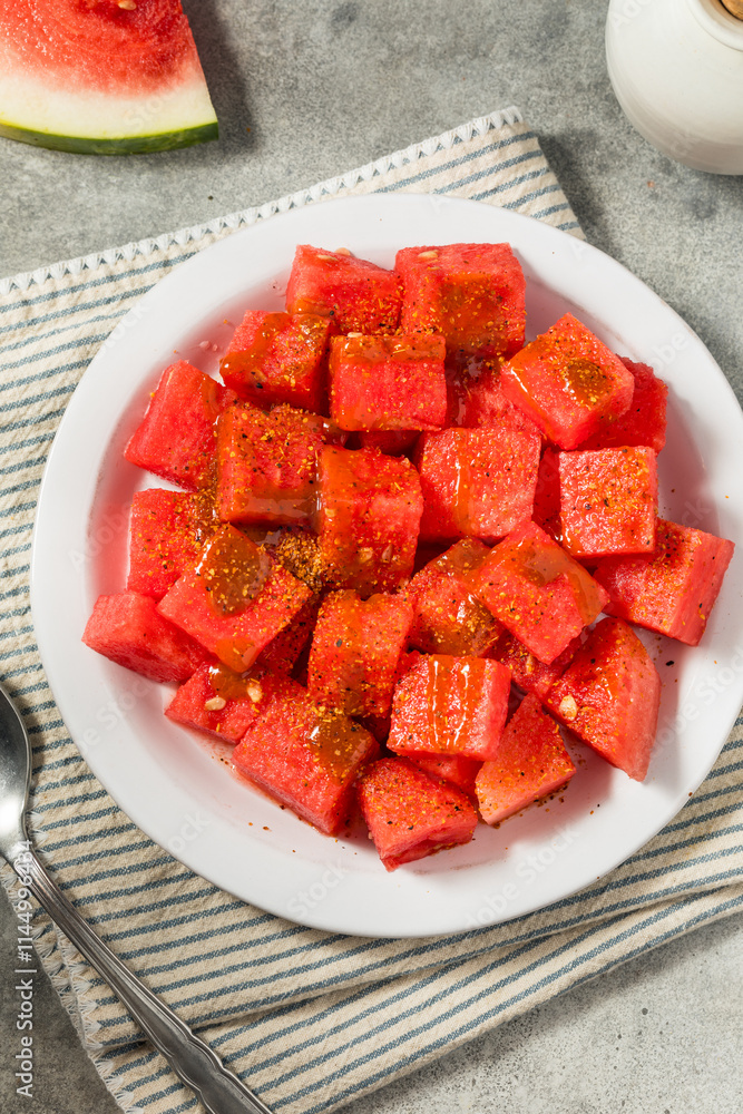 Spicy and Sweet Mexican Tajin Watermelon Cubes Spicy and Sweet Mexican Tajin Watermelon Cubes