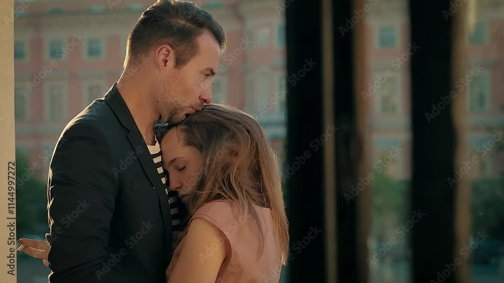 A Romantic Embrace in a Beautiful Scenic Setting that Captures Pure Affection and Joy