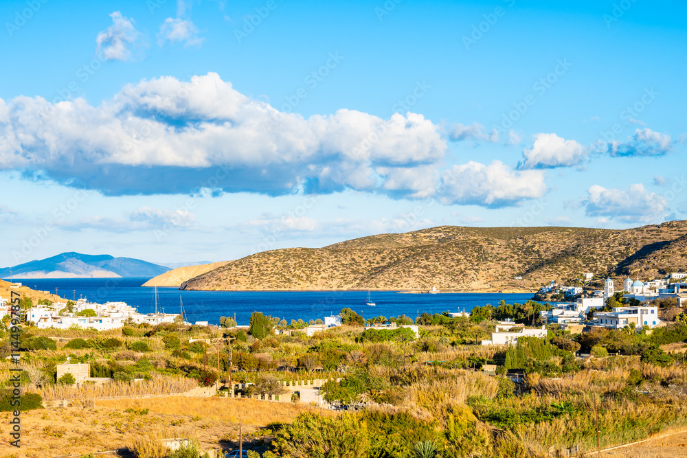 View of in Katapola sea bay and port, Amorgos island, Cyclades, Greece