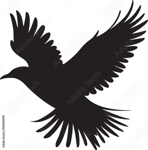Black Bird Silhouette Flying Freely In Air