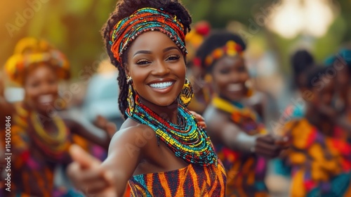 Happy african-american people celebration Juneteenth, african liberation day. Juneteenth Parade and Festival. Black History Month