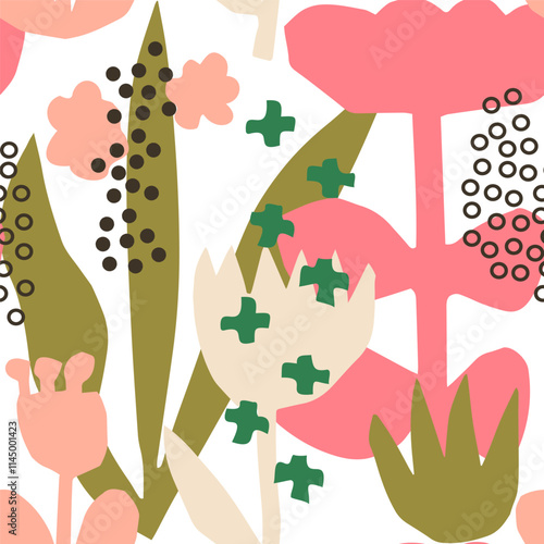Seamless pattern animals, insects, flowers. Template for printing, screensavers; pattern for textiles, cover, banner template in social networks.