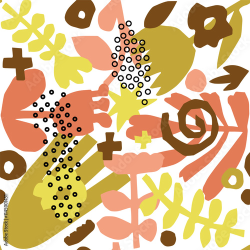 Seamless pattern animals, insects, flowers. Template for printing, screensavers; pattern for textiles, cover, banner template in social networks.