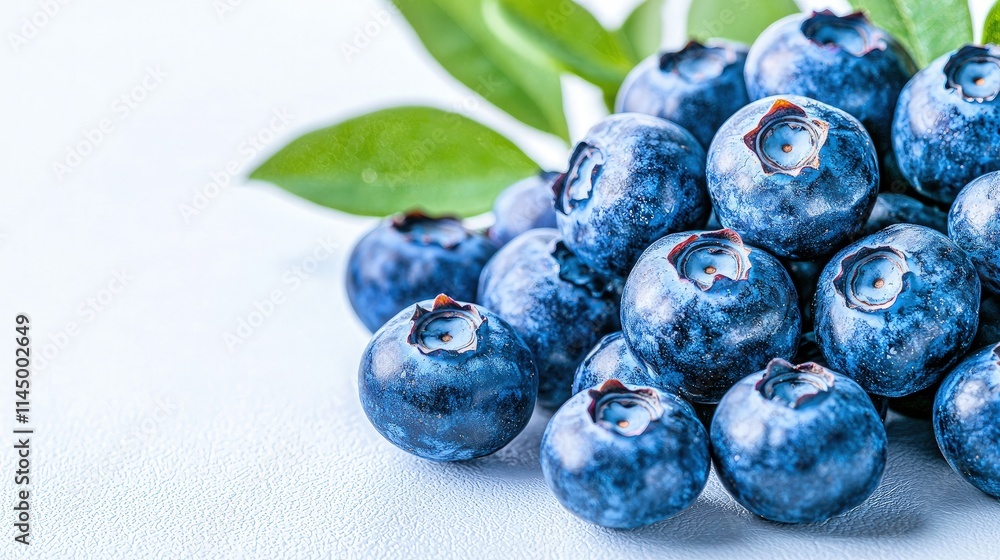 Fresh blueberries with green leaves on a light blue background. (1) Fresh blueberries with green leaves on a light blue background. (1)