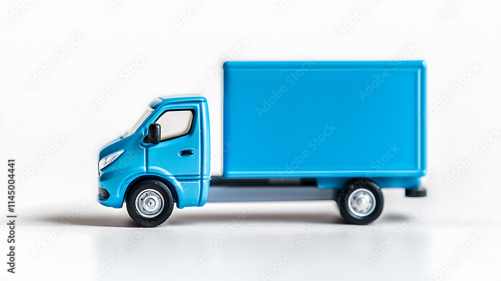 high resolution image of blue toy truck with boxy cargo area on white background high resolution image of blue toy truck with boxy cargo area on white background