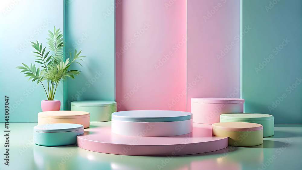 Soft pastel tones product display background with smooth gradients and minimal design for an elegant and calming aesthetic Soft pastel tones product display background with smooth gradients and minimal design for an elegant and calming aesthetic