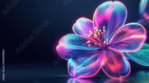 Vibrant, glowing flower with colorful petals.