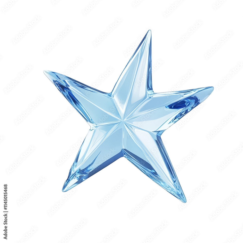 Transparent Blue Glass Star on White Background 3D Render Crystal Star Decoration Achievement Success Symbol Award Winning Holiday Festive Decor Transparent Object Graphic Design Element Modern Transparent Blue Glass Star on White Background 3D Render Crystal Star Decoration Achievement Success Symbol Award Winning Holiday Festive Decor Transparent Object Graphic Design Element Modern