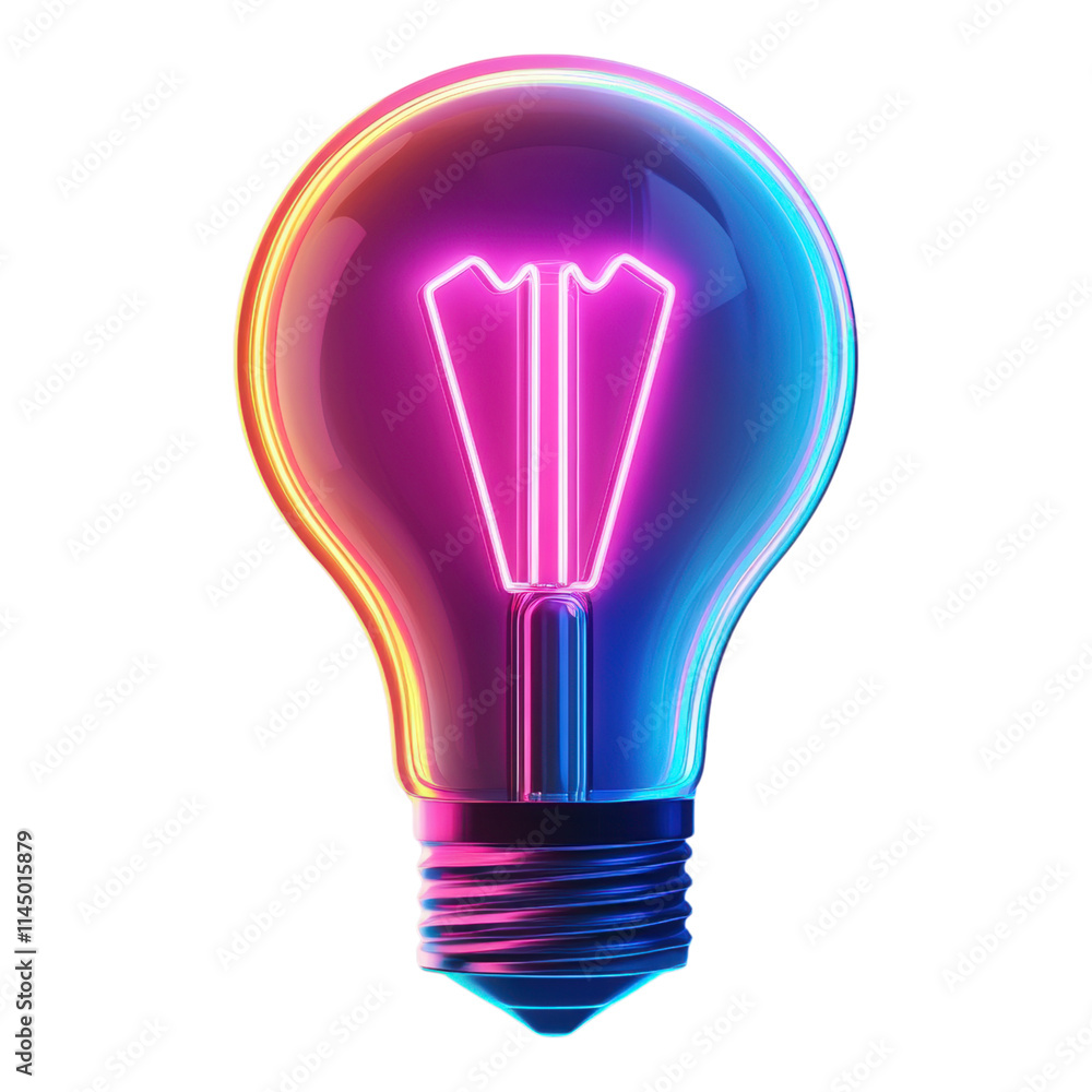 Illuminating ideas neon light bulb design digital art modern vibrant creative concept