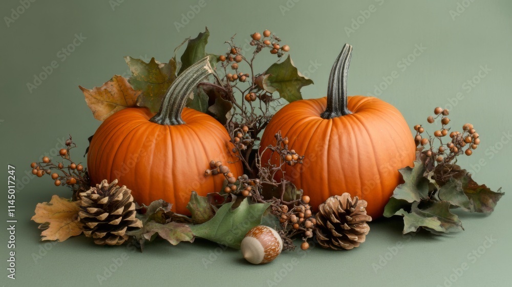Autumnal Pumpkins with Fall Decor Autumnal Pumpkins with Fall Decor