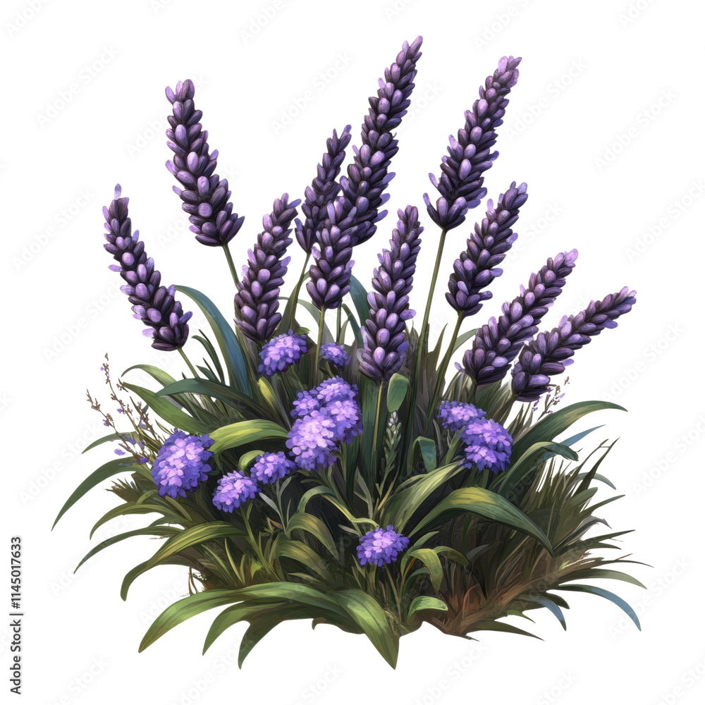 Fototapeta premium Lavender Blooming Elegance, vibrant purple flowers, delicate petals, serene botanical beauty, ideal for design and illustration use