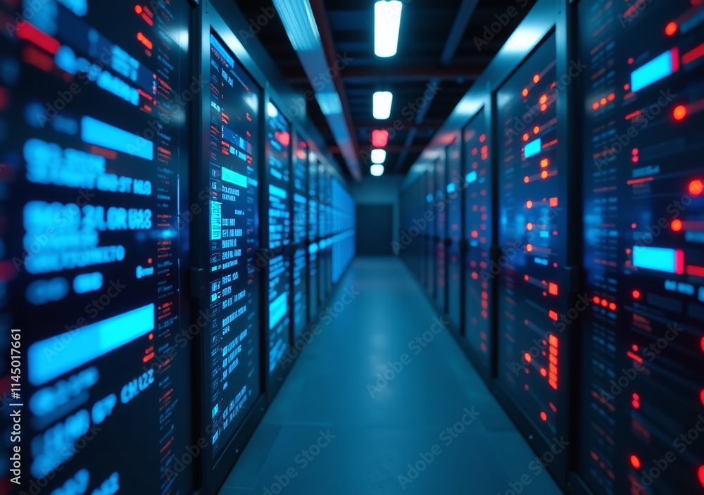 Fototapeta premium big data combines hi tech innovation businesses productions virtual screens