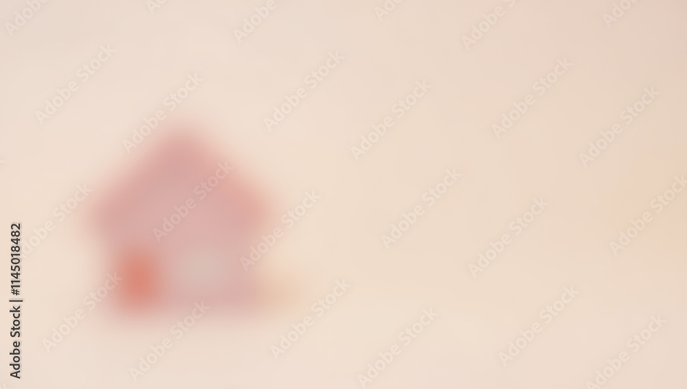 A small model house is selectively focused on a soft pastel colored background for a visually appealing effect._00001_ A small model house is selectively focused on a soft pastel colored background for a visually appealing effect._00001_
