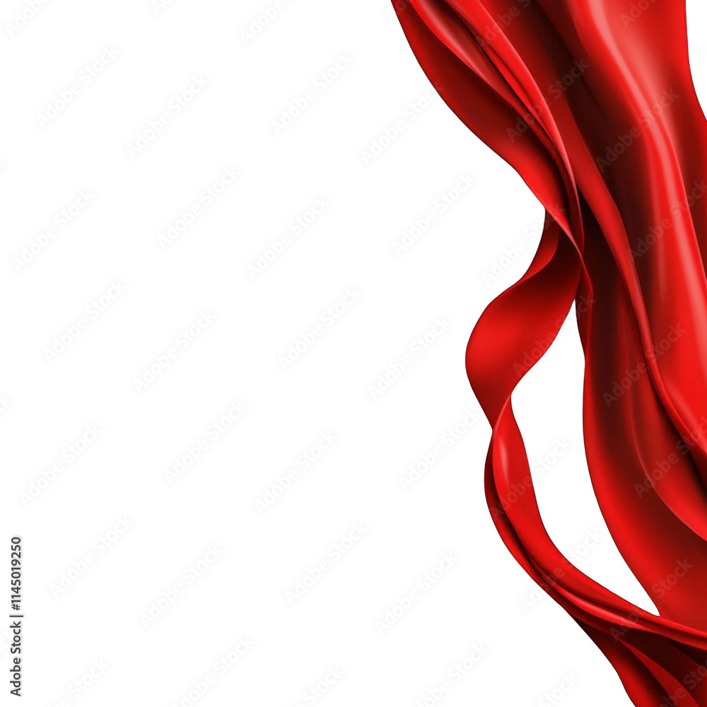 Flowing Red Silk Fabric Drapery on White Background Luxury Design Element Abstract Smooth Cloth Wave Decoration for Banner Presentation Award Ceremony or Product Showcase Template with Copy Space Flowing Red Silk Fabric Drapery on White Background Luxury Design Element Abstract Smooth Cloth Wave Decoration for Banner Presentation Award Ceremony or Product Showcase Template with Copy Space