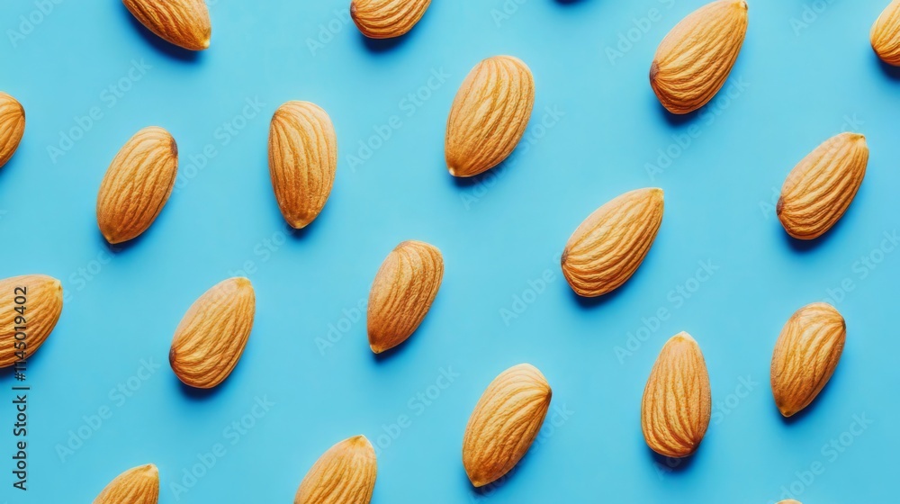 Almond Pattern on a Vibrant Blue Background Almond Pattern on a Vibrant Blue Background