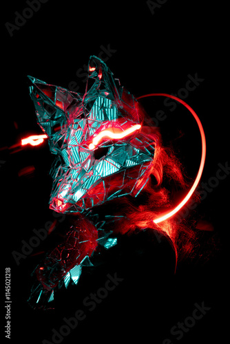 music album cover, abstract silhouette demon	
