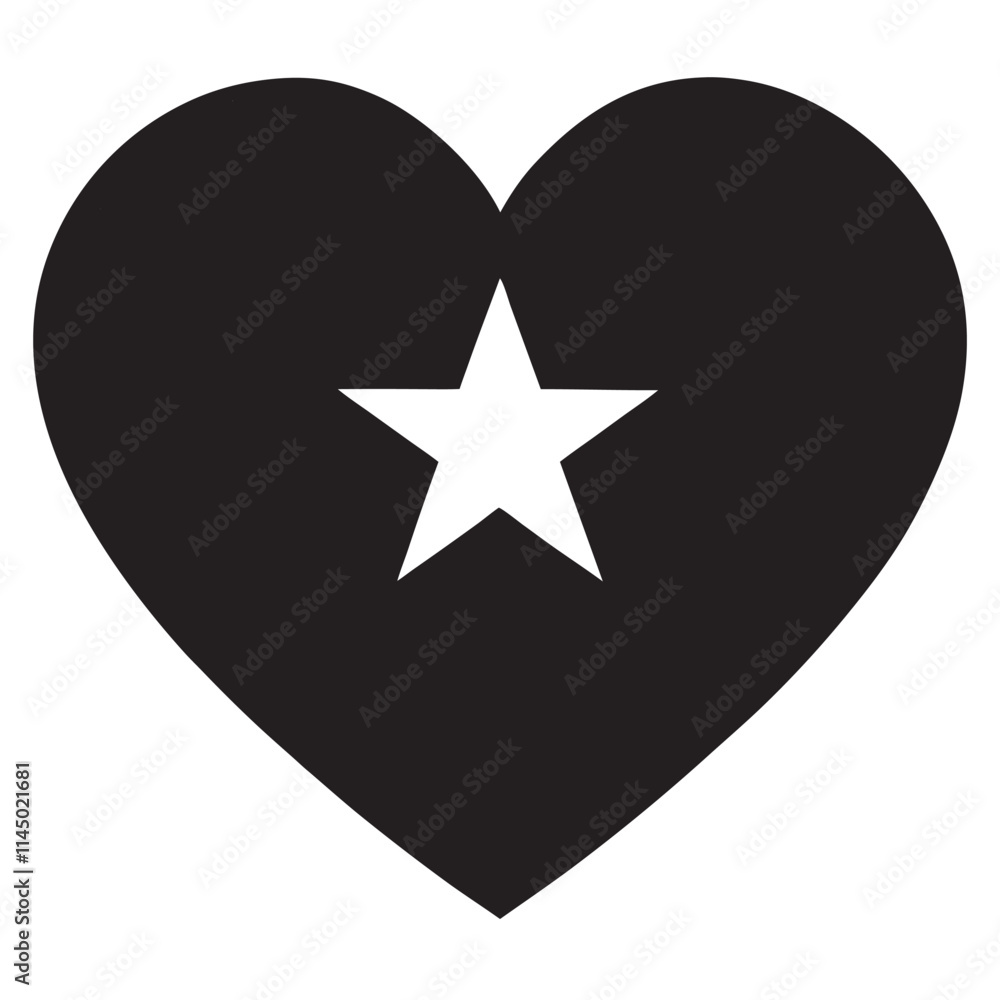 silhouette Heart shape with star icon silhouette Heart shape with star icon