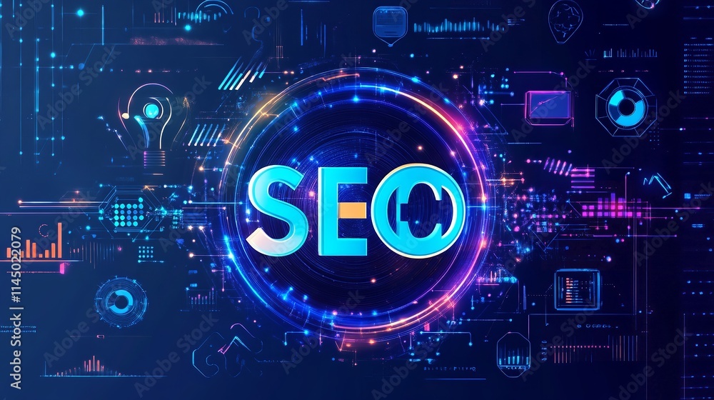Obraz premium notion of digital marketing technology. Internet, online, advertising, search engine optimization, SEO, and SMM. Generative Ai